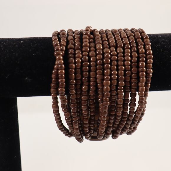 Vintage Wood Beaded Multi-Strand Bracelet – Mid Century Modern - Picture 2 of 4